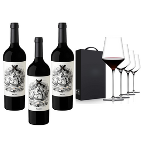 KIT 3 Cordero Con Piel de Lobo Malbec + Taças de Cristal Falerno