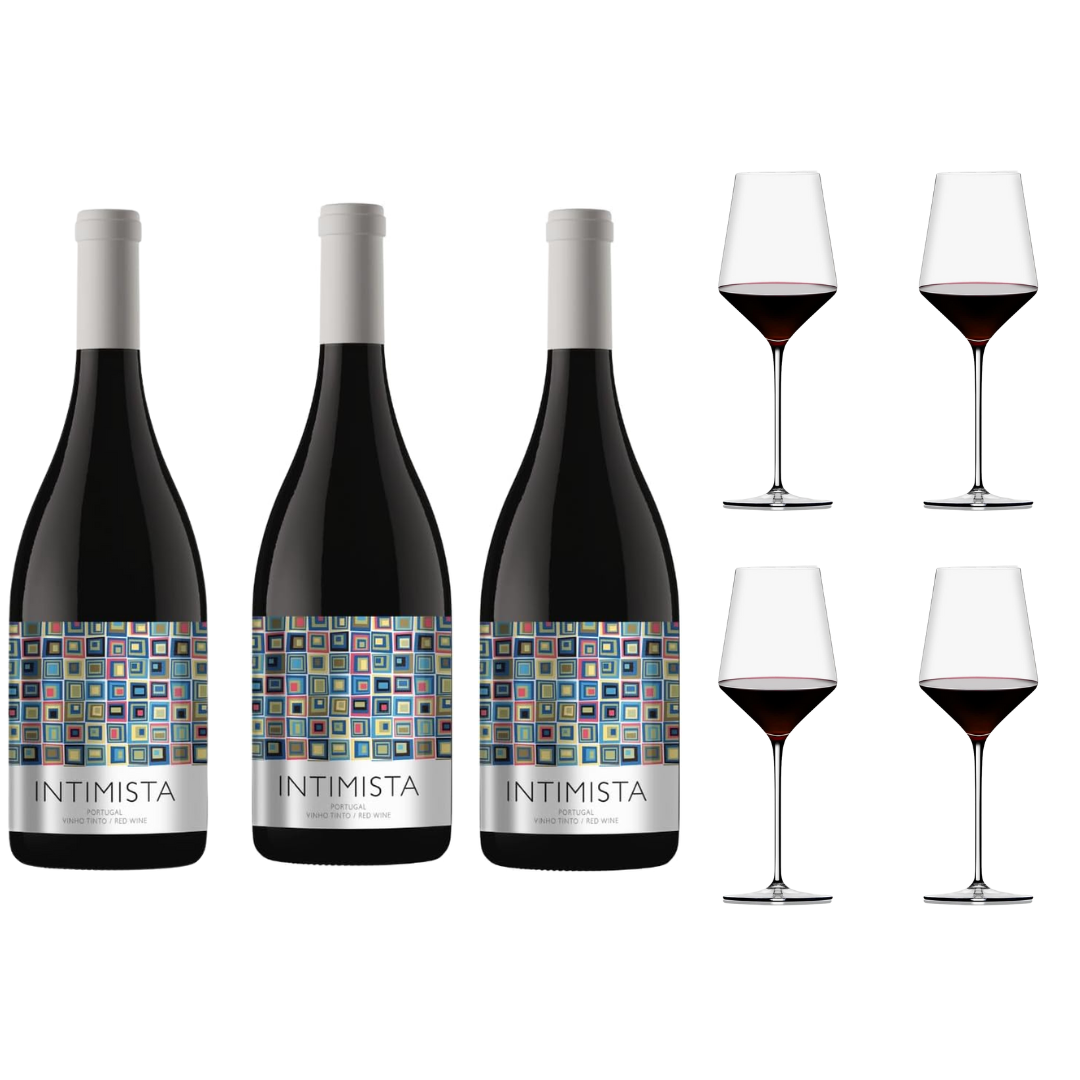 Compre 3 Intimista Vinho Tinto Português Alentejo e GANHE 4 TAÇAS  FALERNO
